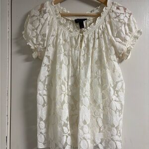 Chic cream colored  Floral Lace Blouse with built in camisole underneath